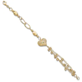 14K - 8.3 GR, 14K HEART BRACELET (7.5 inches) (14K-B108)