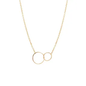 14K Gold Tiny Mixed Anchored Circles Necklace