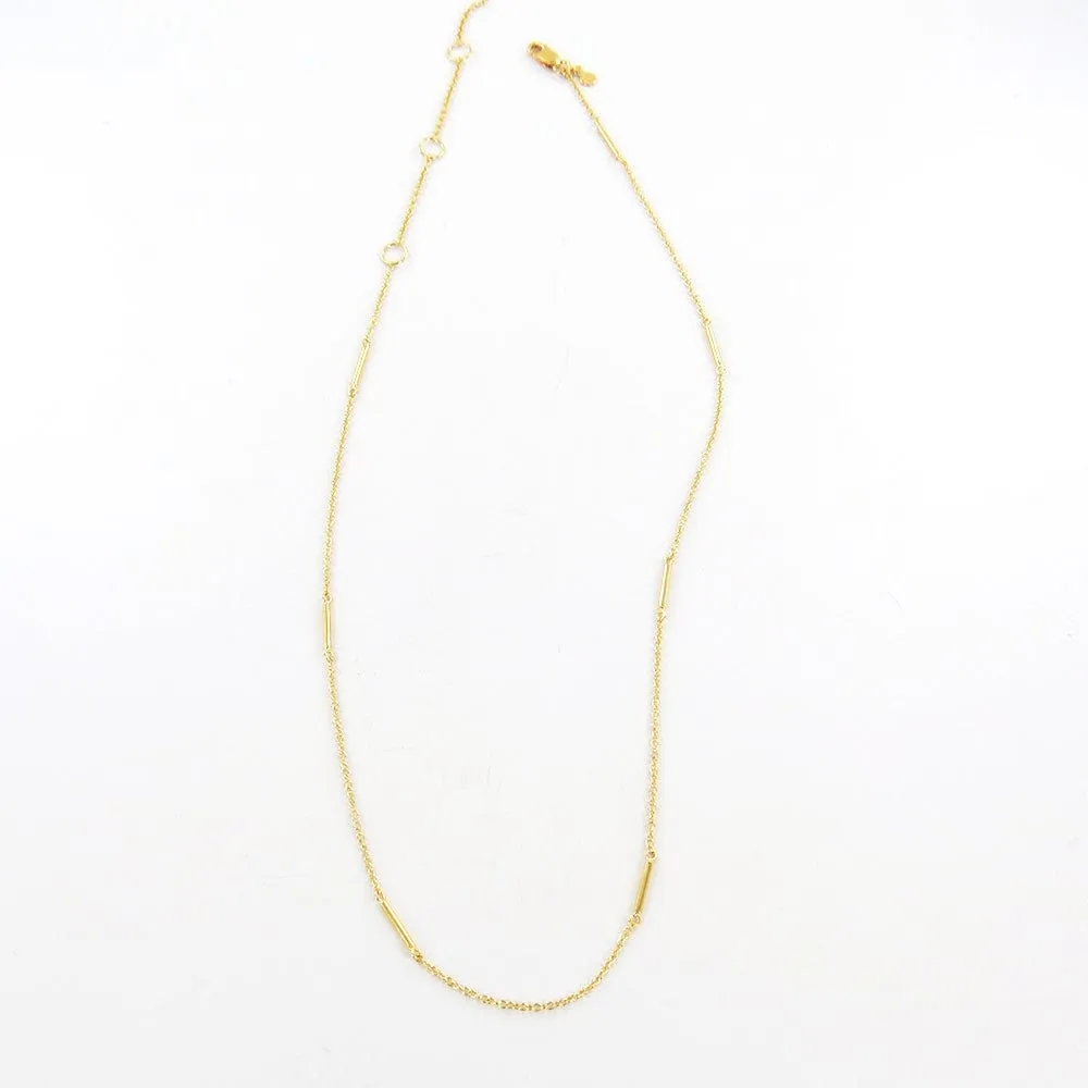 14K GOLD VERMEIL CYLINDER BAR STATION CHOKER