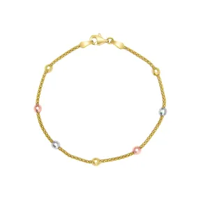 14K POPCORN BRACELET WITH TC BEADS ON IT (BRTG31-7.25-14K)