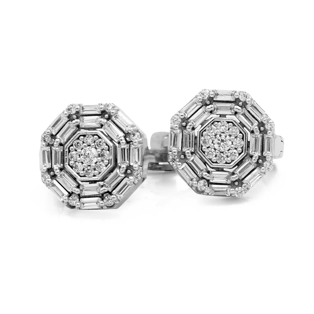 14K White Gold Fashion Women's Stud Earrings