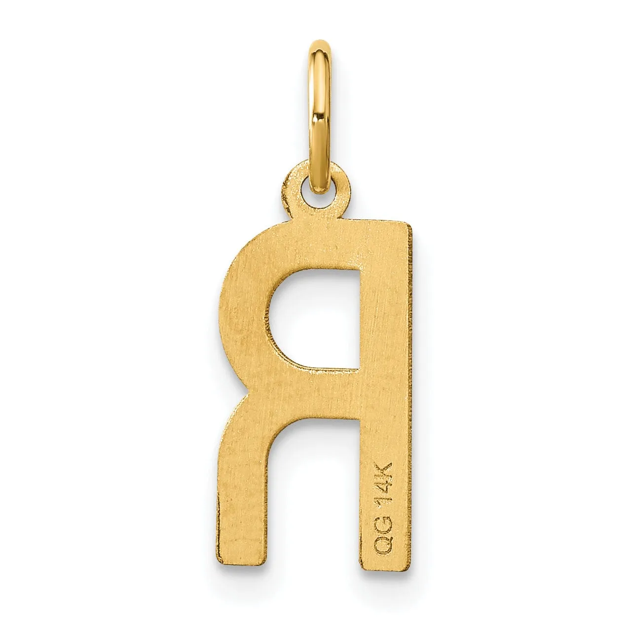 14k Yellow Gold Women's Letter R Initial Charm Pendant