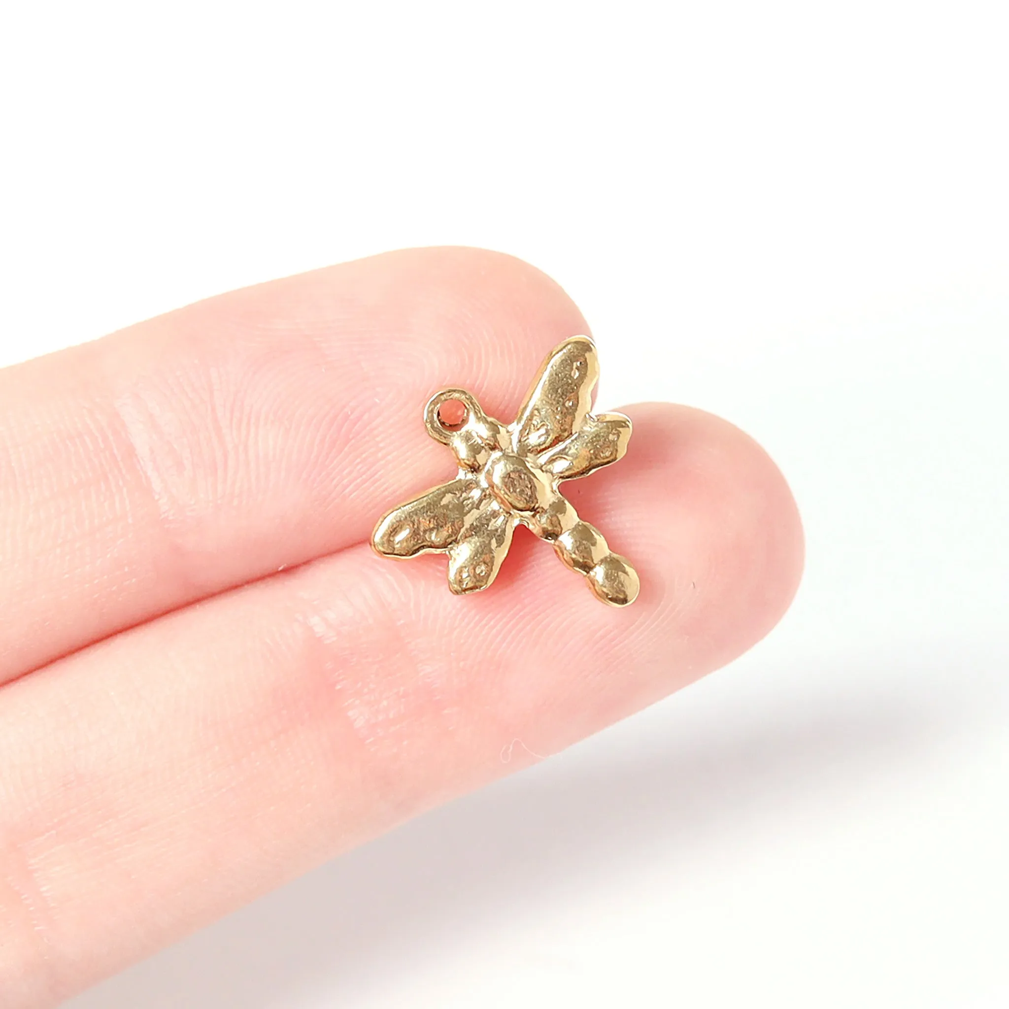 18K Gold PVD Stainless Steel Dragonfly Charm / PDL0103