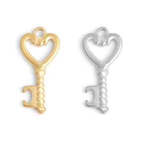 18K Gold PVD Stainless Steel Heart Key Charm / PDL0110