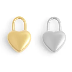 18K Gold PVD Stainless Steel Heart Padlock Charm / PDL0109