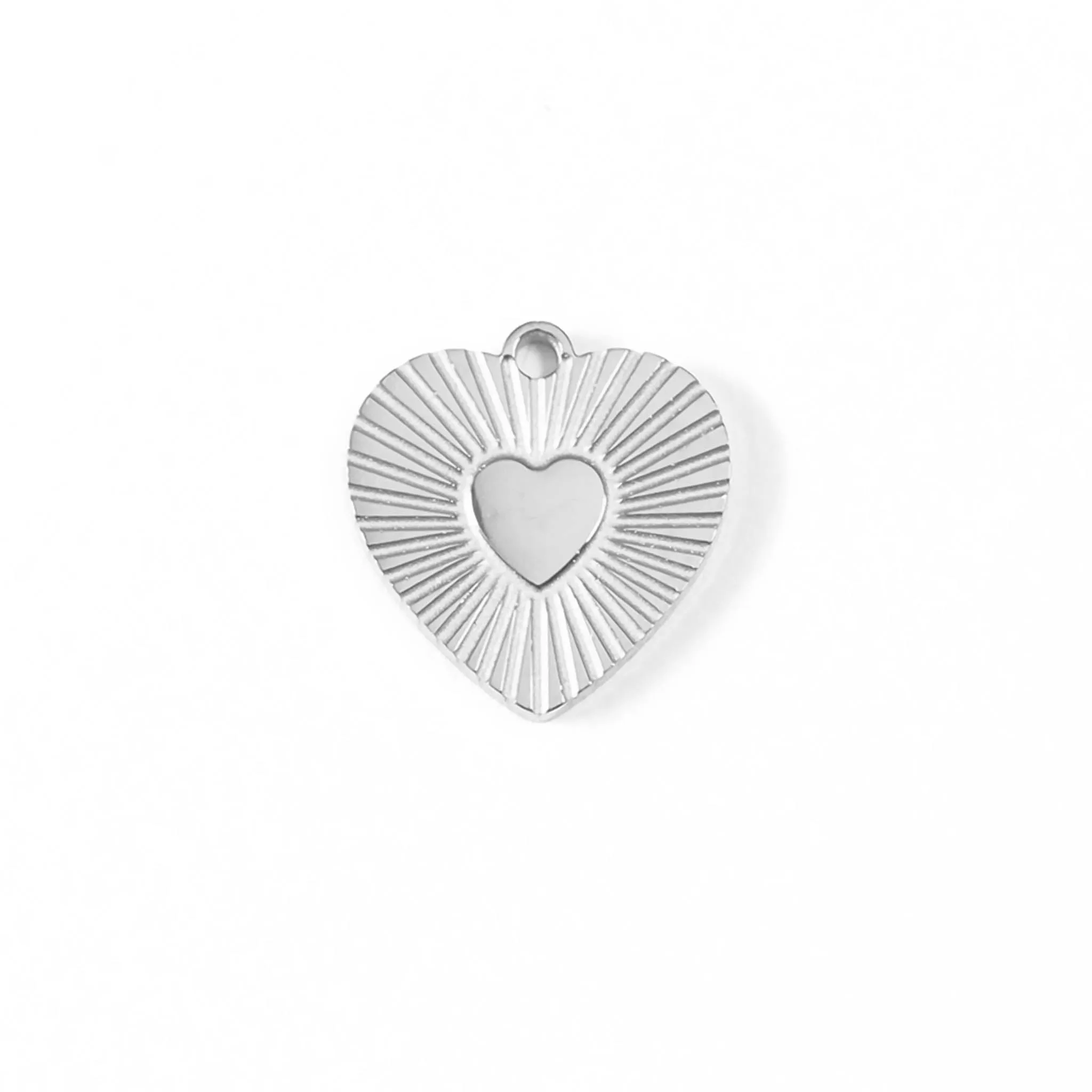 18K Gold PVD Stainless Steel Sunburst Heart Charm / PDL0048