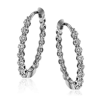 18k White Gold & Diamond Hoop Earrings - LE4546