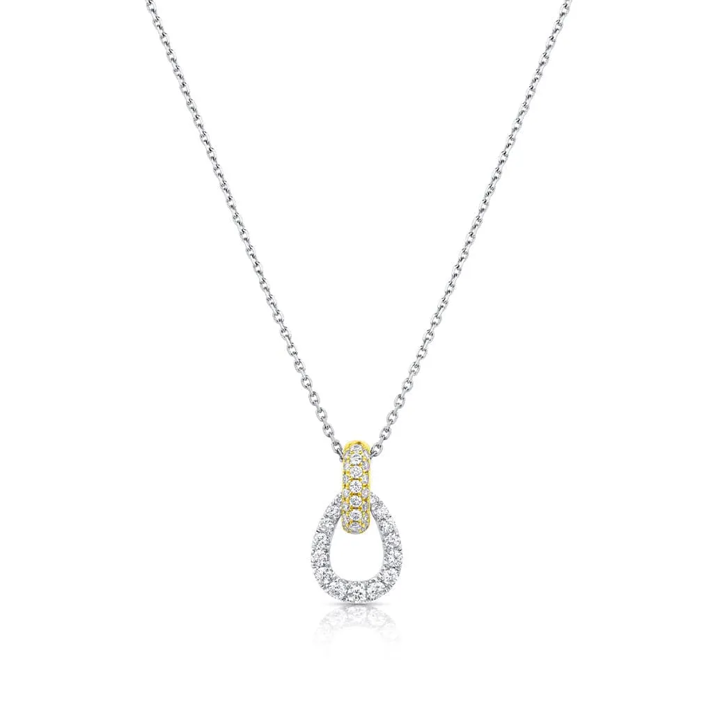 18kt White and Yellow Gold 0.47ctw Diamond Pear-Shaped Pendant Necklace