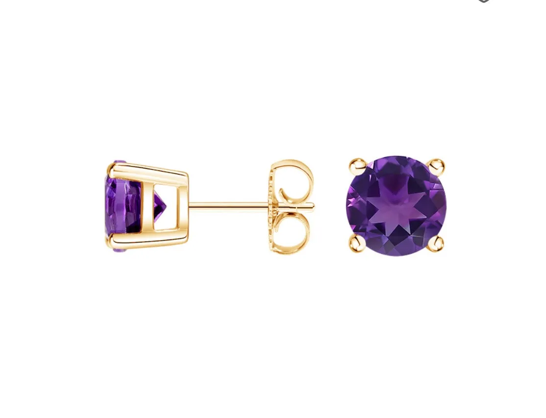 2.00 Carat TW Purple Amethyst Stud Earrings in 14k Yellow Gold