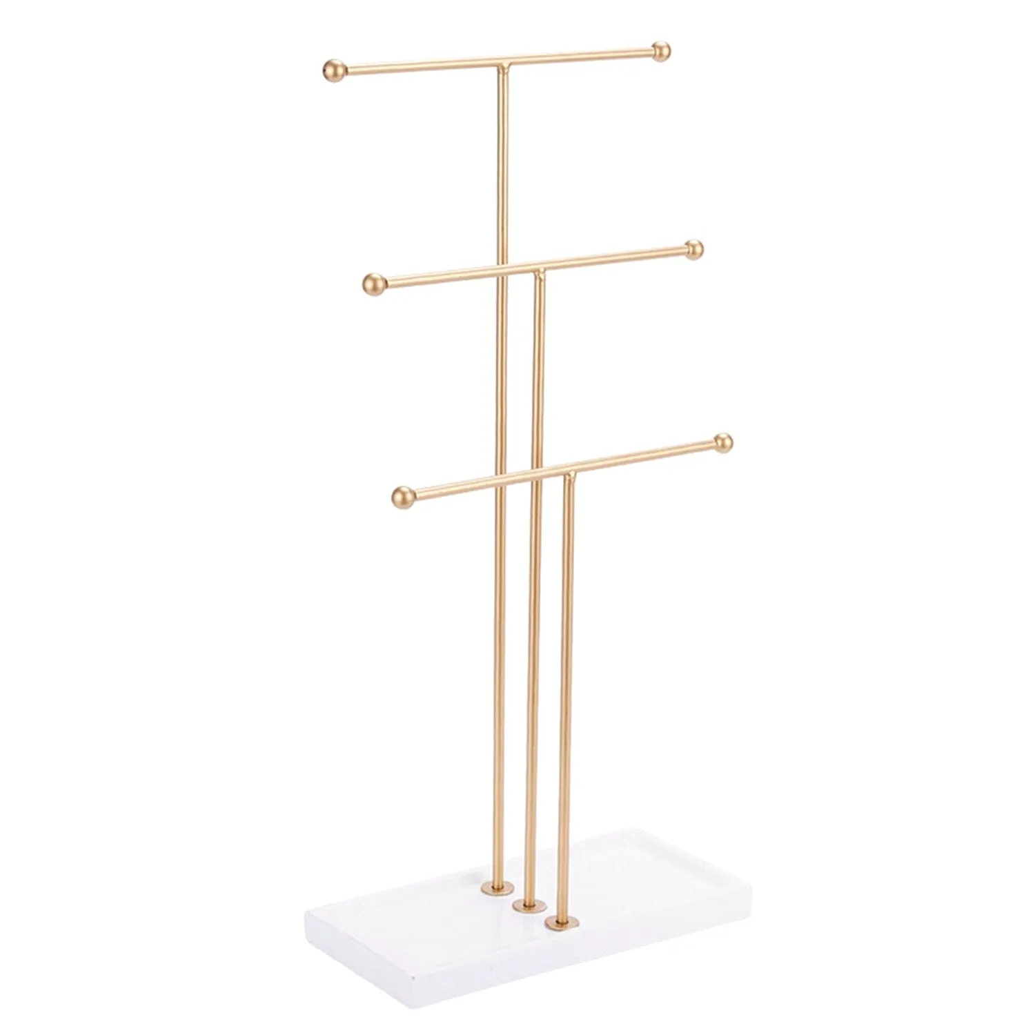 3-Tier Gold Metal Tabletop Jewelry Tree Stand