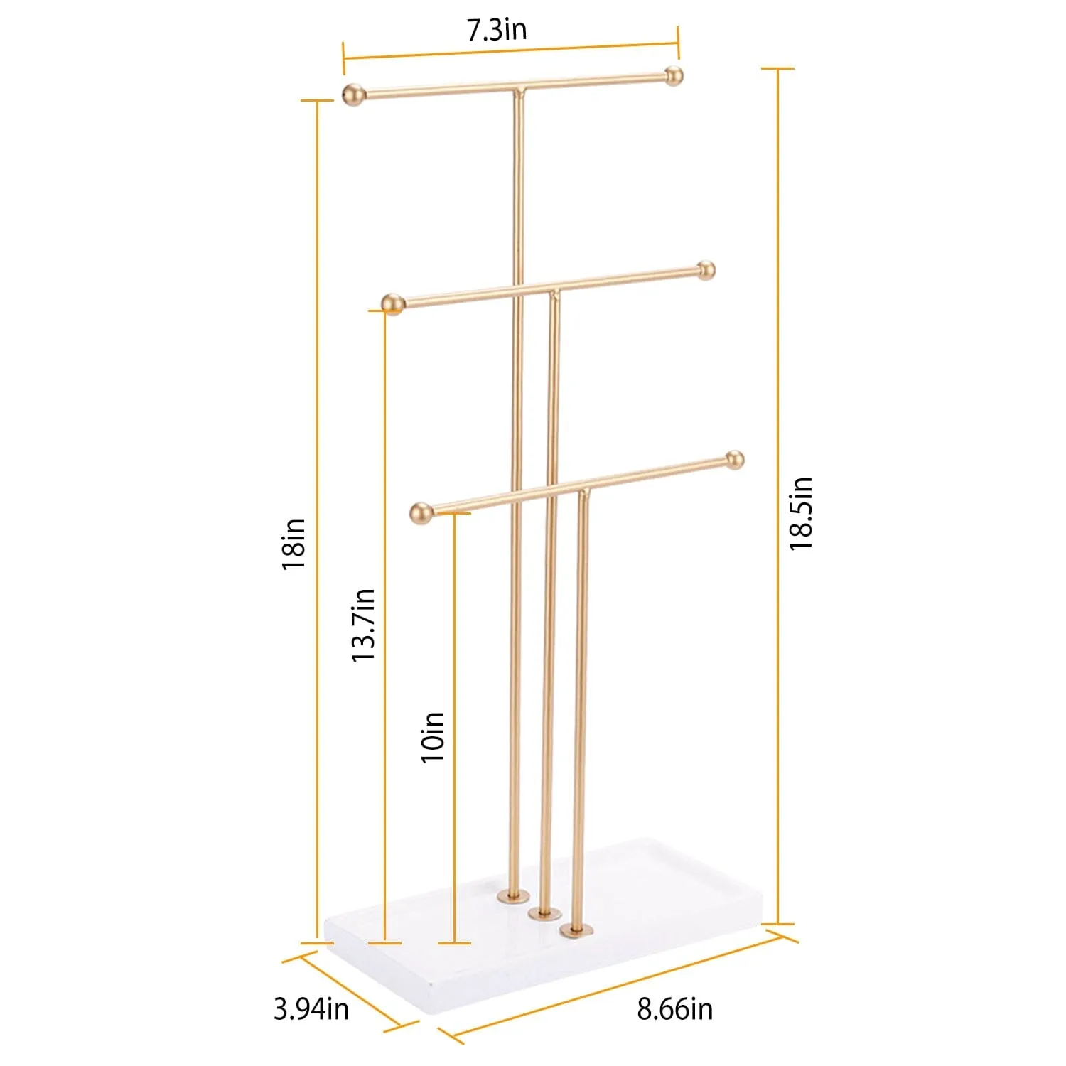 3-Tier Gold Metal Tabletop Jewelry Tree Stand