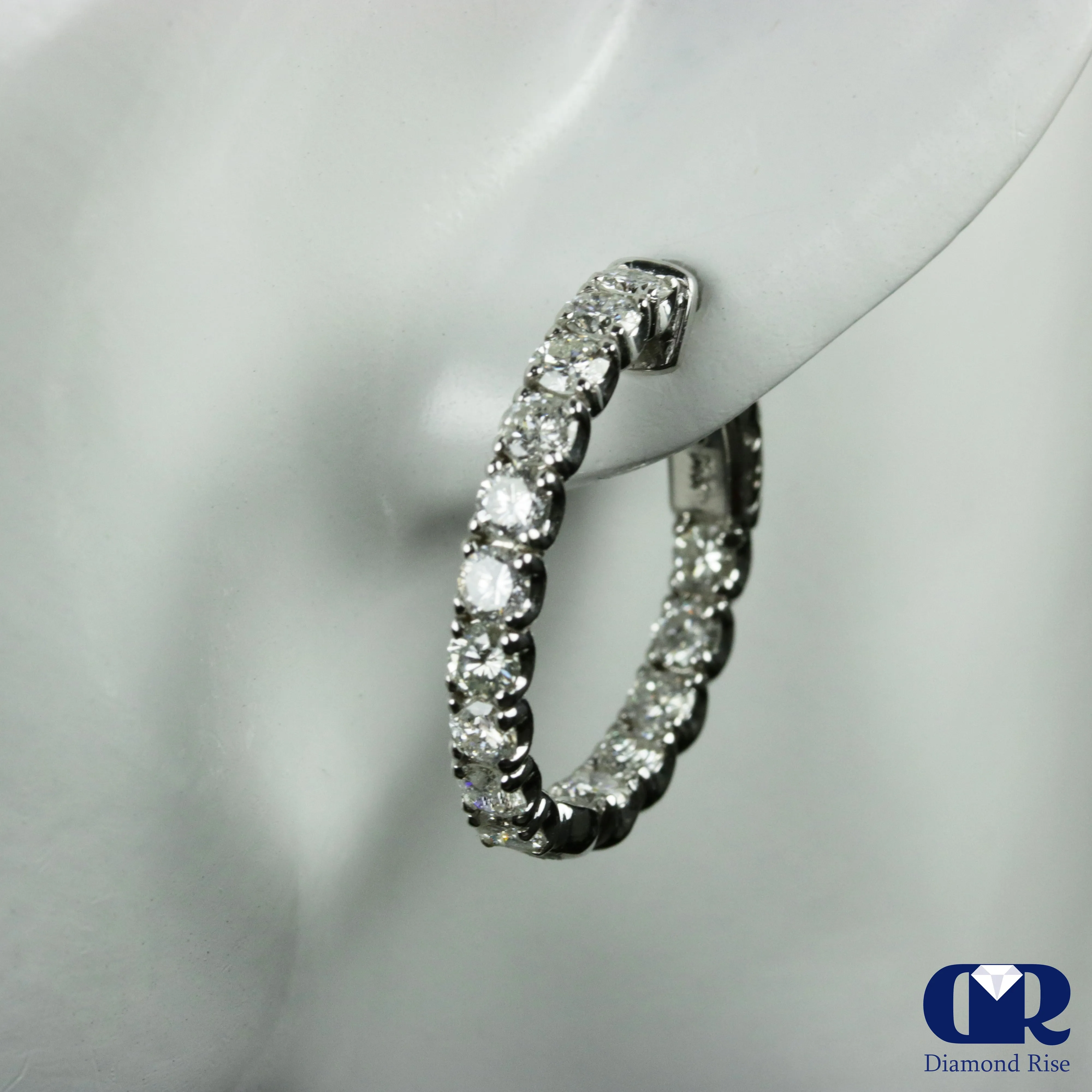 4.30 Carat Diamond Inside Out Hoop Earrings 14K