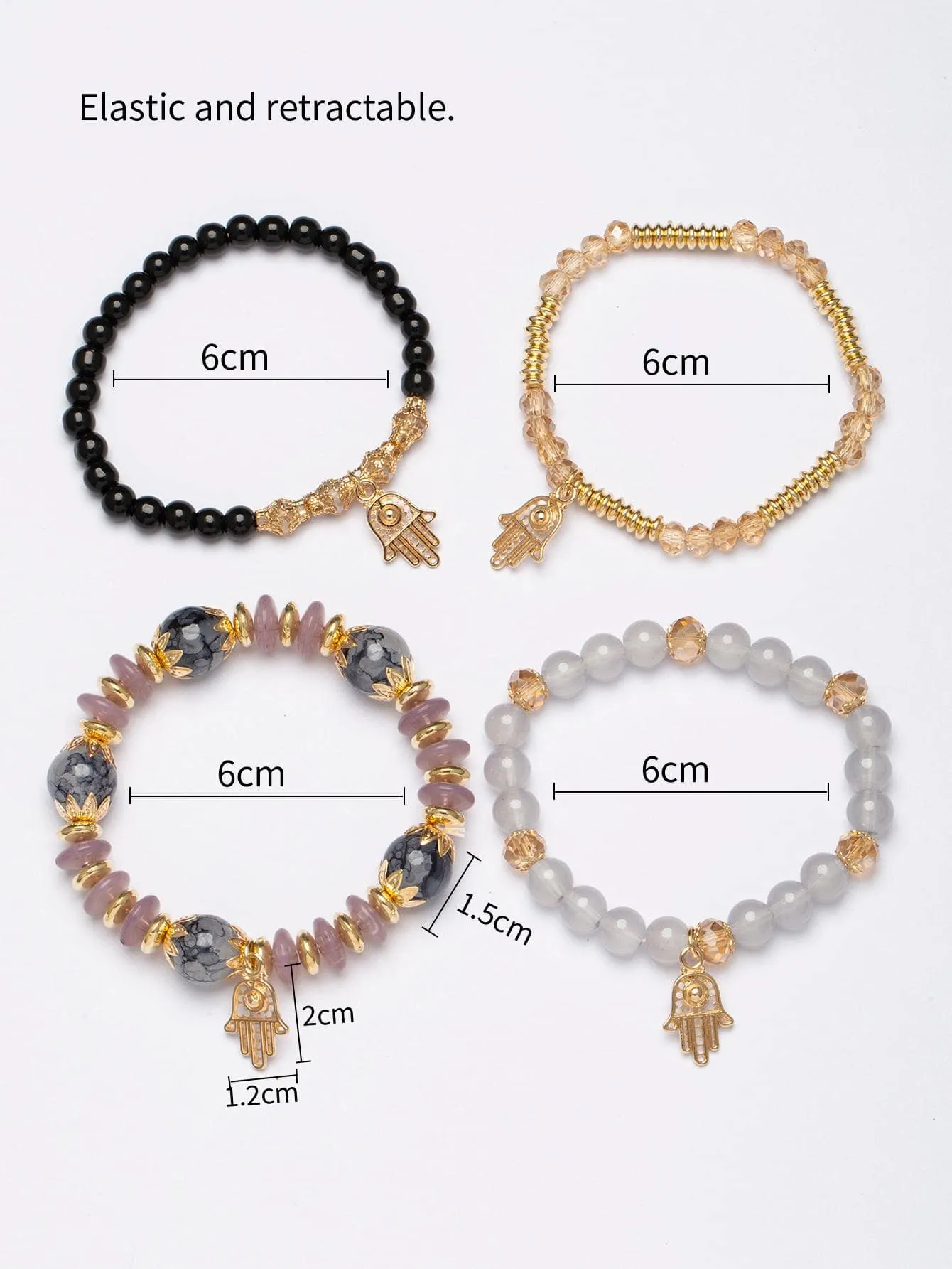 4pcs/set Butterfly Charm Snow White Beaded Bracelet Women Bracelet Stackable