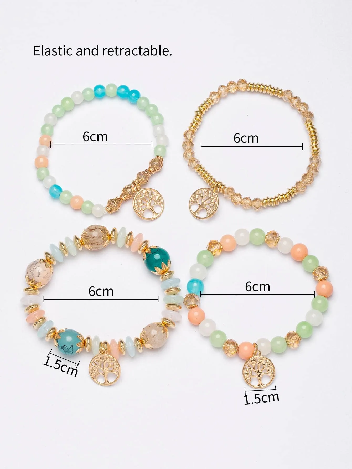 4pcs/set Butterfly Charm Snow White Beaded Bracelet Women Bracelet Stackable