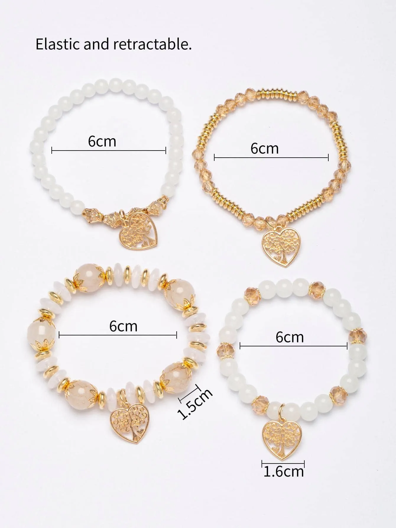 4pcs/set Butterfly Charm Snow White Beaded Bracelet Women Bracelet Stackable