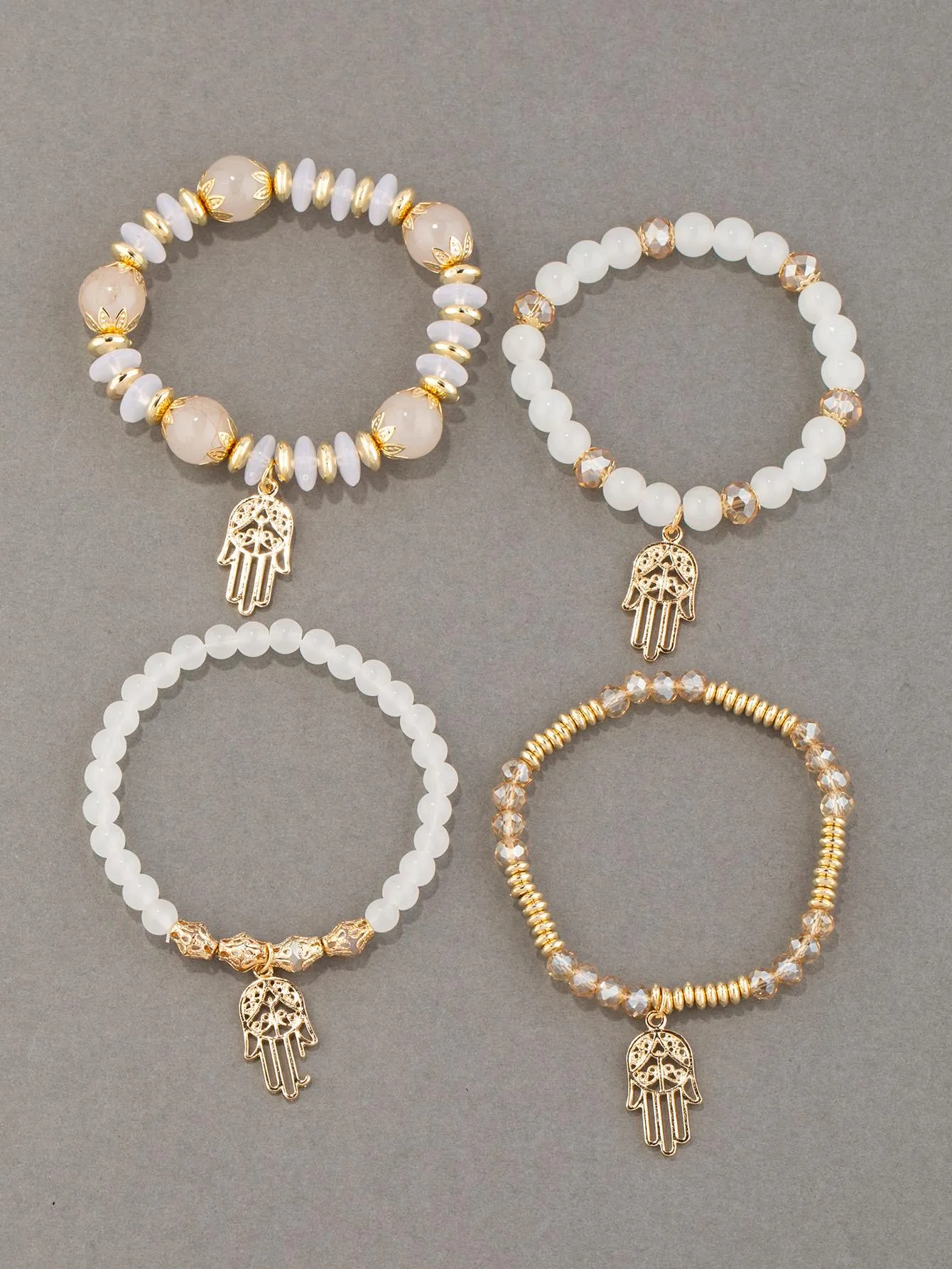 4pcs/set Butterfly Charm Snow White Beaded Bracelet Women Bracelet Stackable