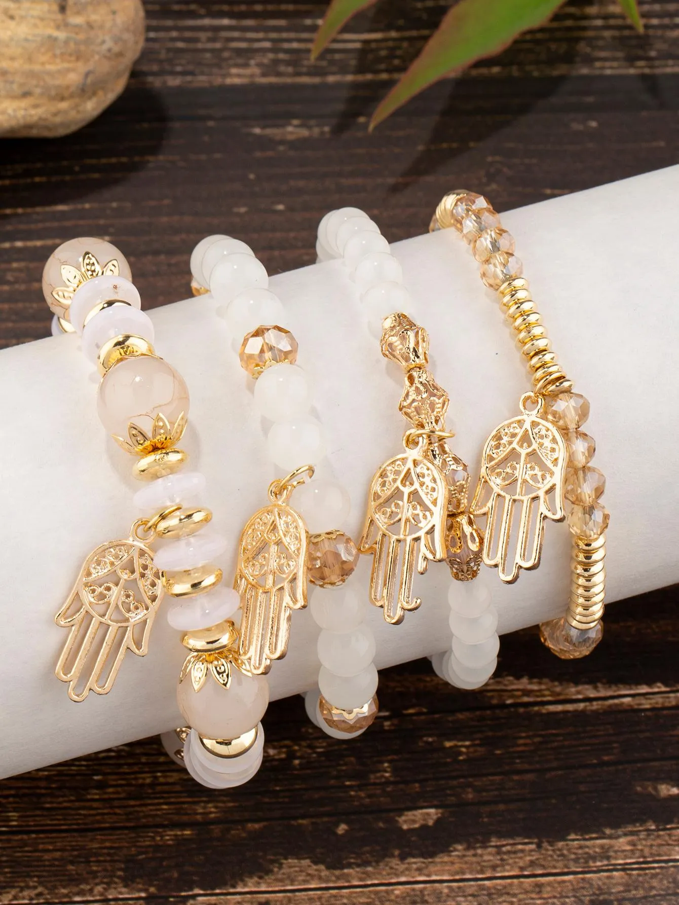 4pcs/set Butterfly Charm Snow White Beaded Bracelet Women Bracelet Stackable