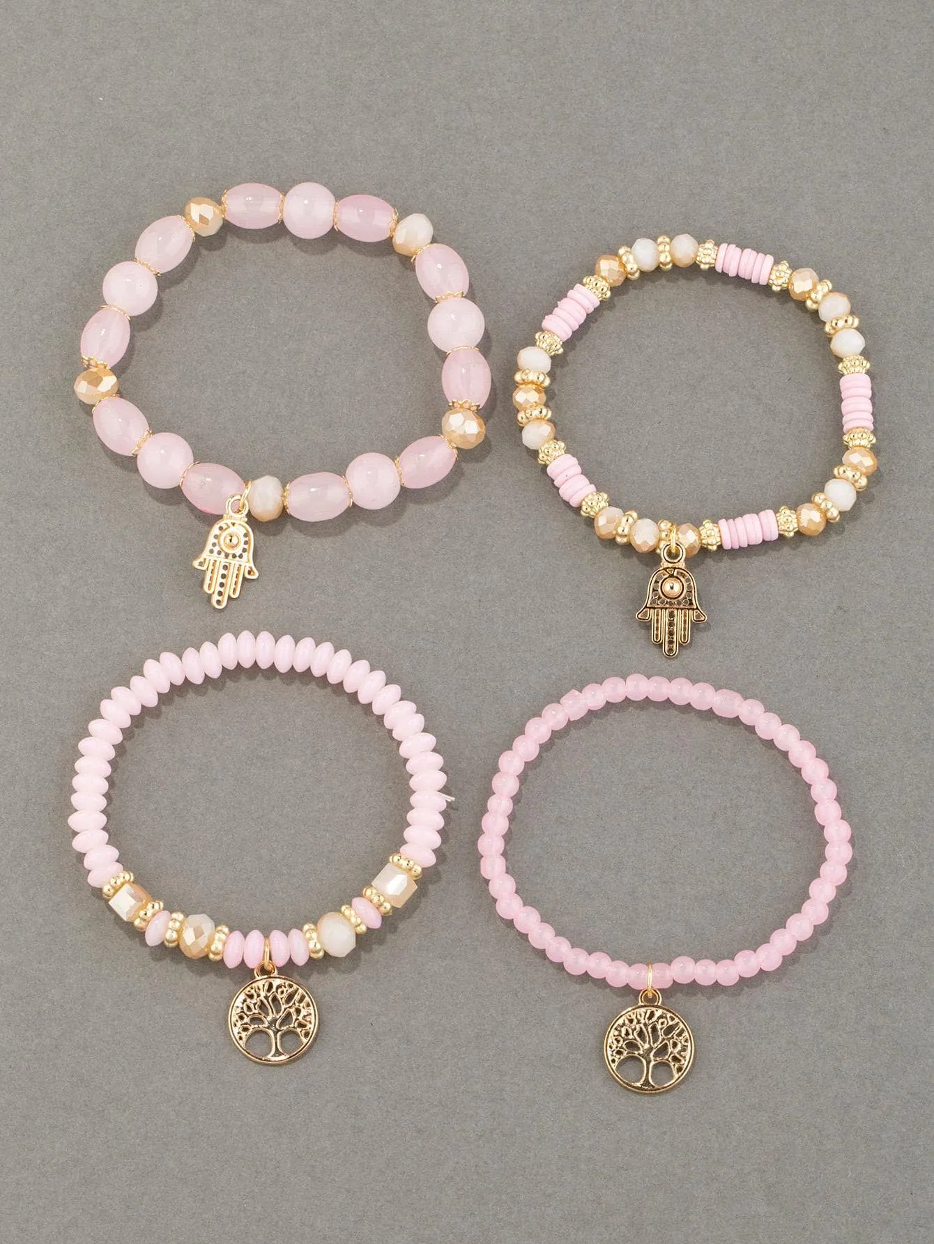 4pcs/set Butterfly Charm Snow White Beaded Bracelet Women Bracelet Stackable