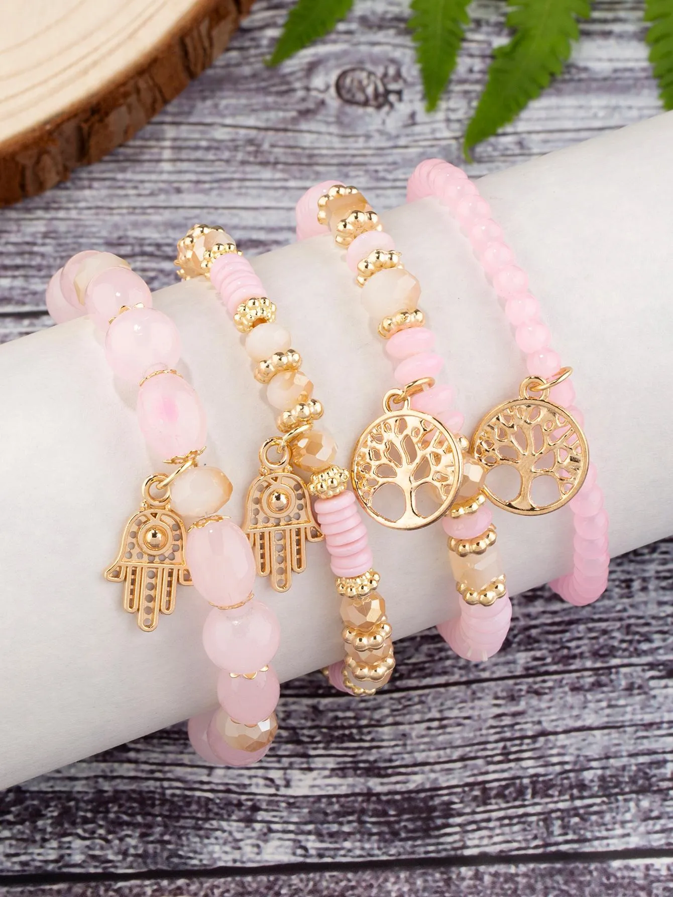 4pcs/set Butterfly Charm Snow White Beaded Bracelet Women Bracelet Stackable