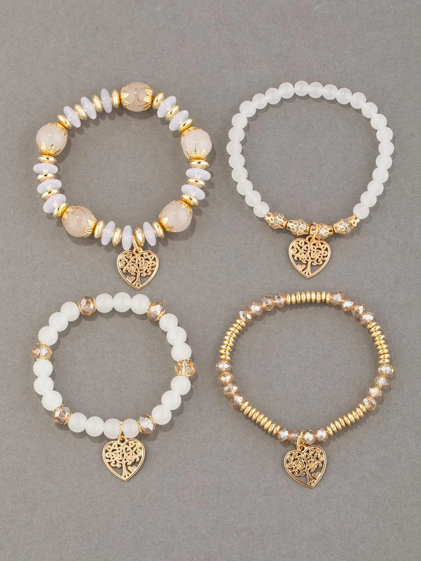 4pcs/set Butterfly Charm Snow White Beaded Bracelet Women Bracelet Stackable