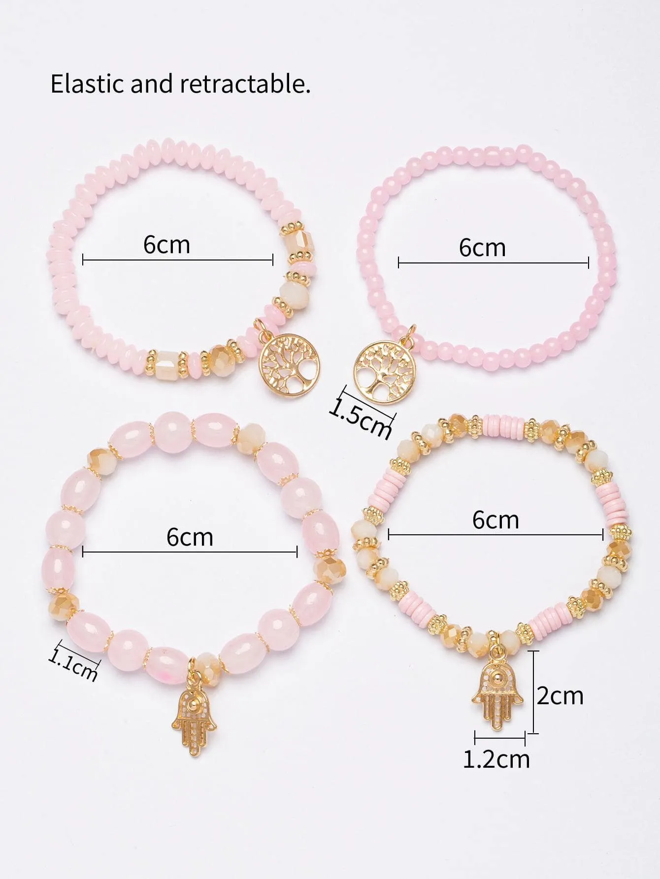 4pcs/set Butterfly Charm Snow White Beaded Bracelet Women Bracelet Stackable