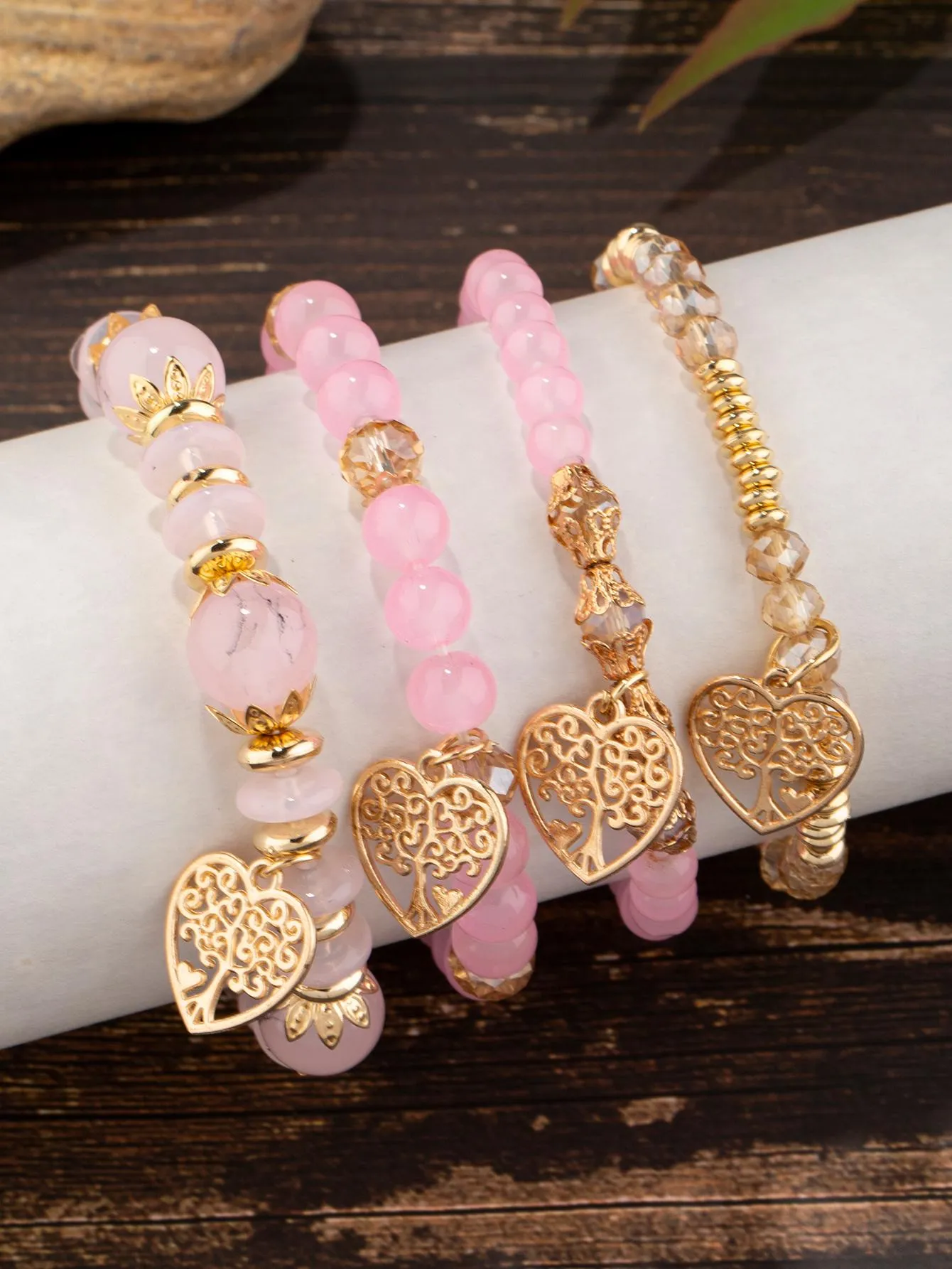 4pcs/set Butterfly Charm Snow White Beaded Bracelet Women Bracelet Stackable