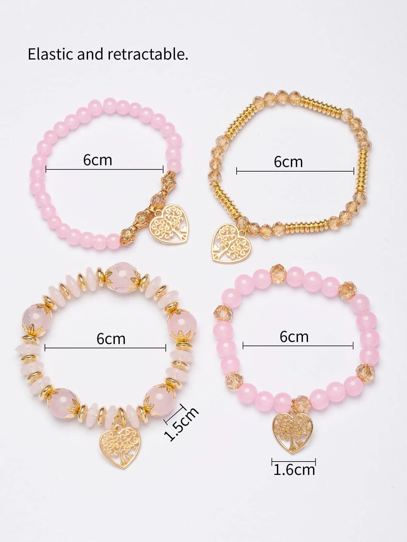 4pcs/set Butterfly Charm Snow White Beaded Bracelet Women Bracelet Stackable