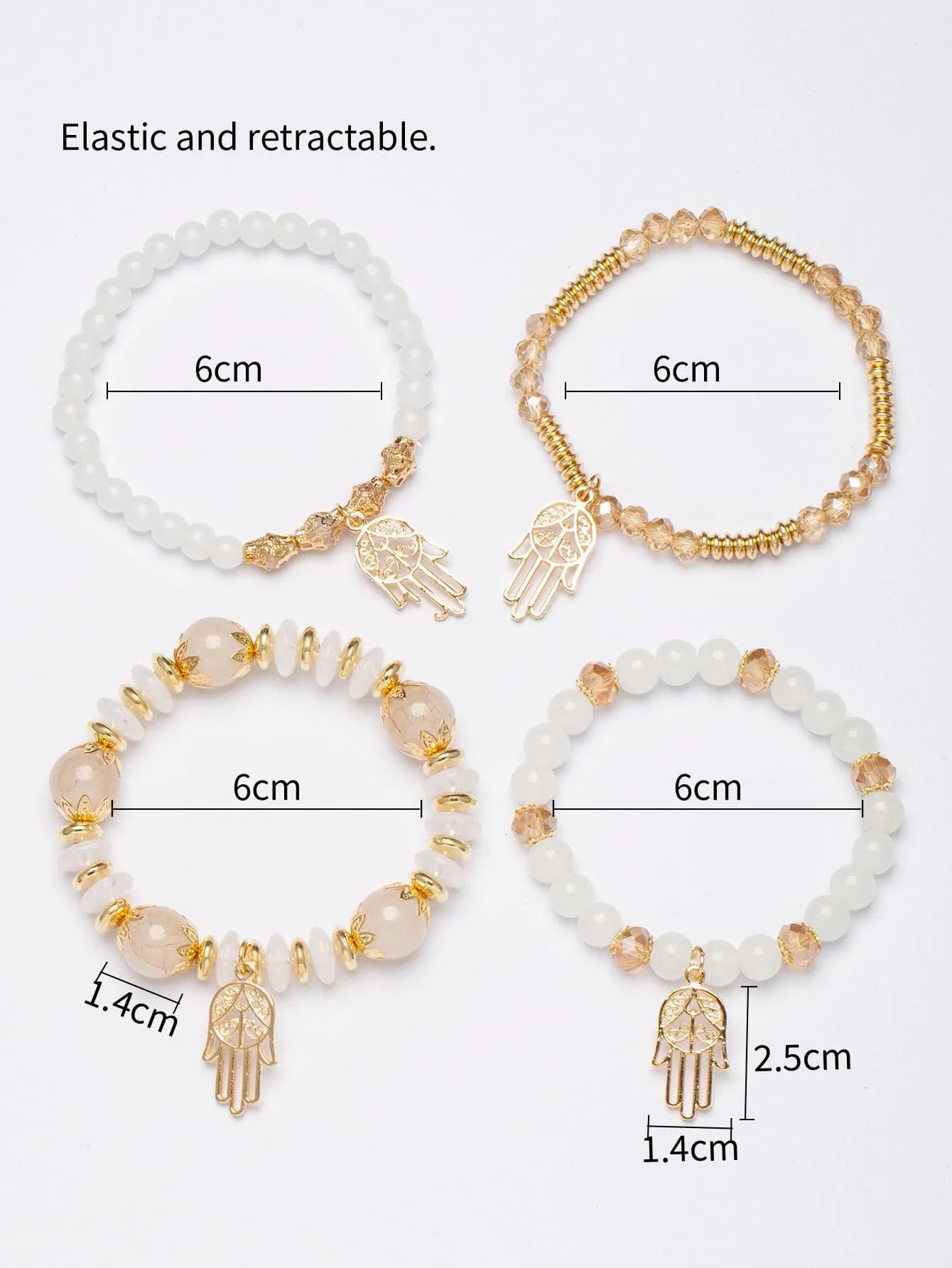 4pcs/set Butterfly Charm Snow White Beaded Bracelet Women Bracelet Stackable