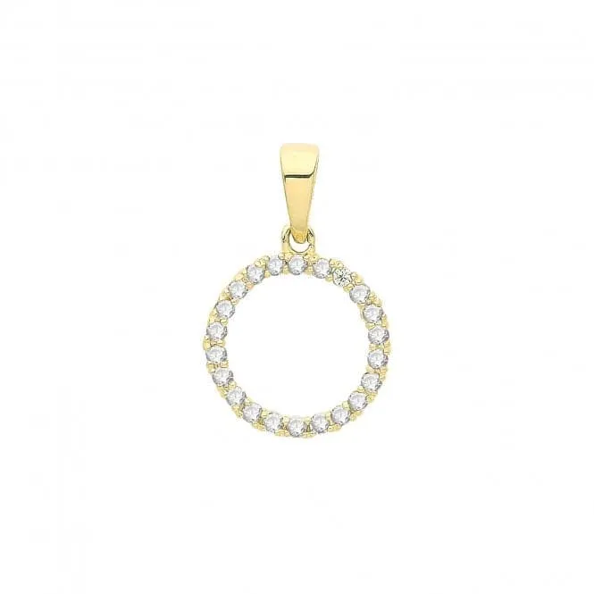 9ct Gold Zirconia Circle Pendant PN1257