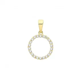 9ct Gold Zirconia Circle Pendant PN1257