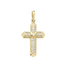 9ct Yellow Gold Cross Zirconia Pendant PN066