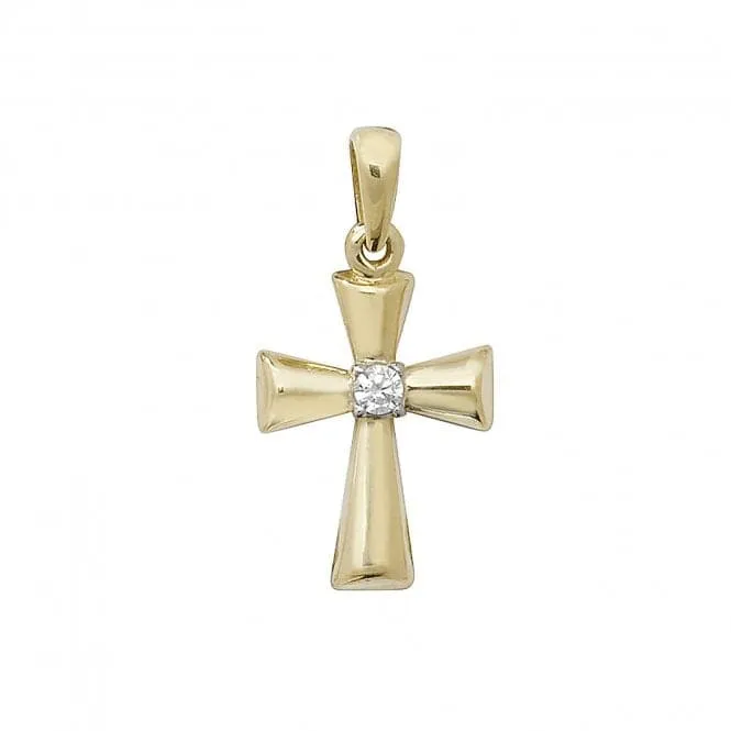 9ct Yellow Gold Cross Zirconia Pendant PN082