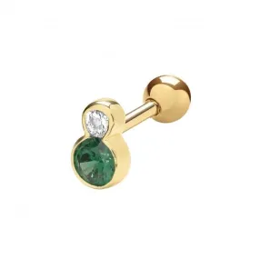 9ct Yellow Gold Green And White Zirconia Cartilage Stud ES1998