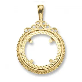 9ct Yellow Gold Half Coin Mount Pendant PN515H