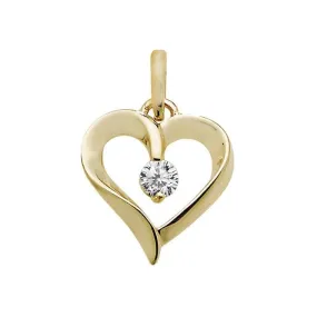 9ct Yellow Gold Heart Zirconia Pendant PN1004