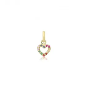 9ct Yellow Gold Multicoloured Zirconia Heart Pendant PN1351