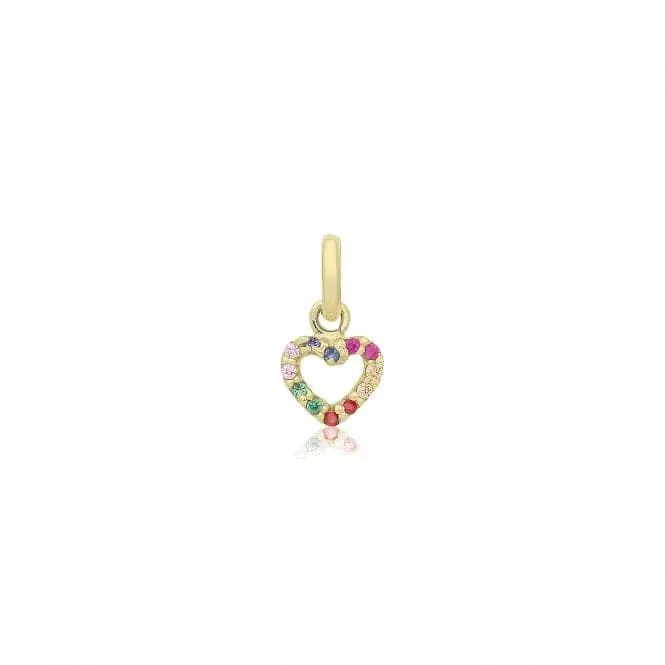 9ct Yellow Gold Multicoloured Zirconia Heart Pendant PN1351