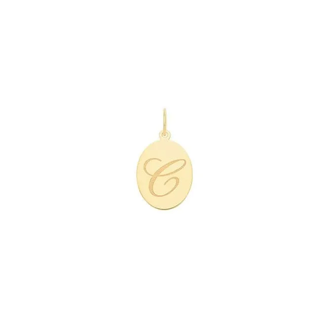 9ct Yellow Gold Oval Initial Pendant PN922/C