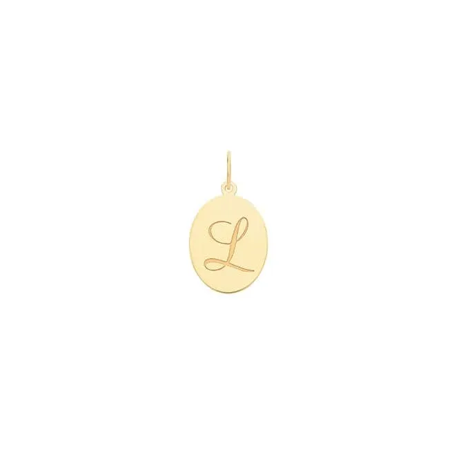 9ct Yellow Gold Oval Initial Pendant PN922/L