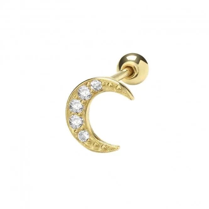 9ct Yellow Gold Zirconia Moon Cartilage 6mm Post Stud ES1900