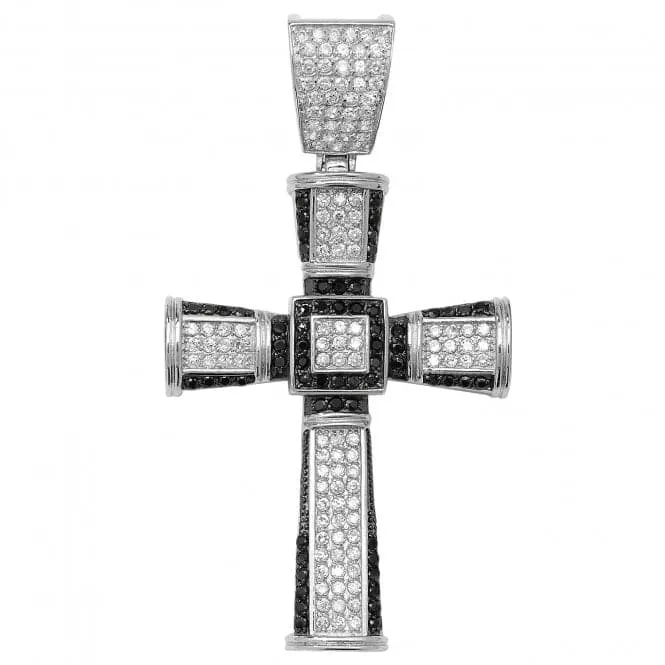 Acotis Silver Black/Clear Zirconia Cross Pendant G6759BK