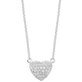 Acotis Silver Pendant On Chain Zirconia Heart G3315