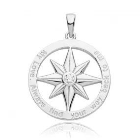 Acotis Silver Pendant Rhodium Plated Zirconia Northern Star G61129