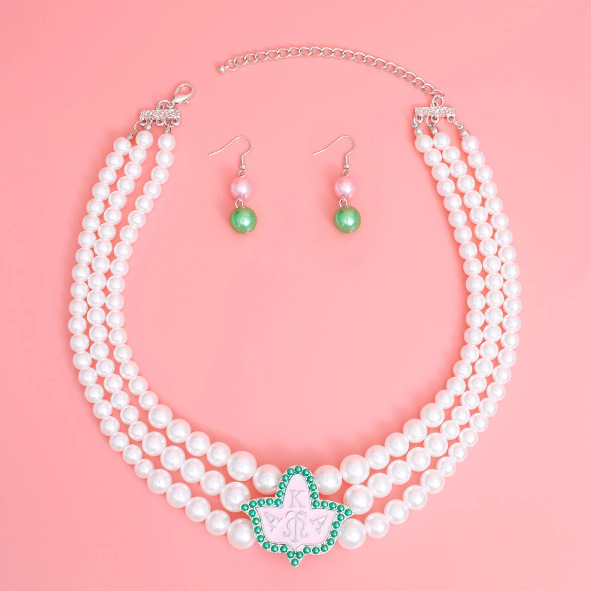 AKA Pearl Necklace Pink Ivy Set