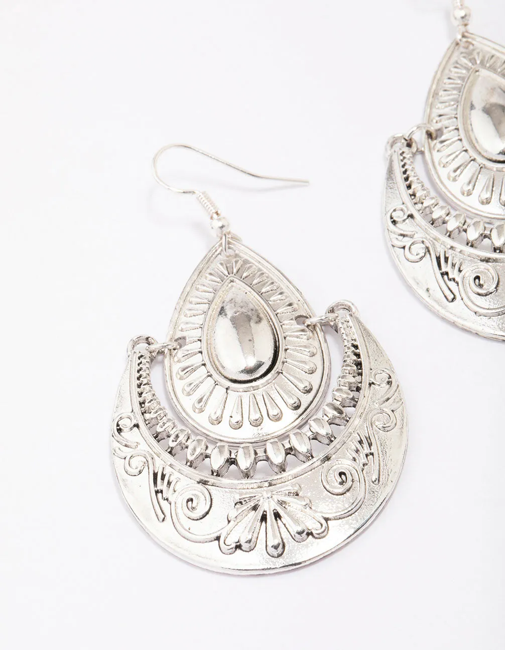 Antique Silver Teardrop Medium Drop Earrings