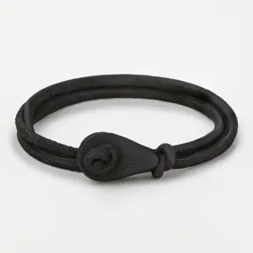 AOLA BAY Distressed Leather Thimble Charm Bracelets Mens Womens Wrap Wristbands Black Matte Black