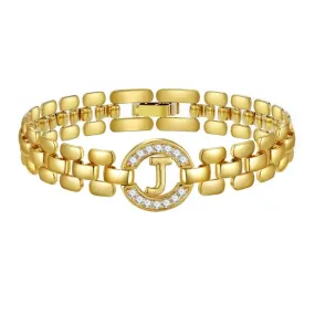 Apsvo J Letter Bracelet Gold Initial Bracelet Cubic