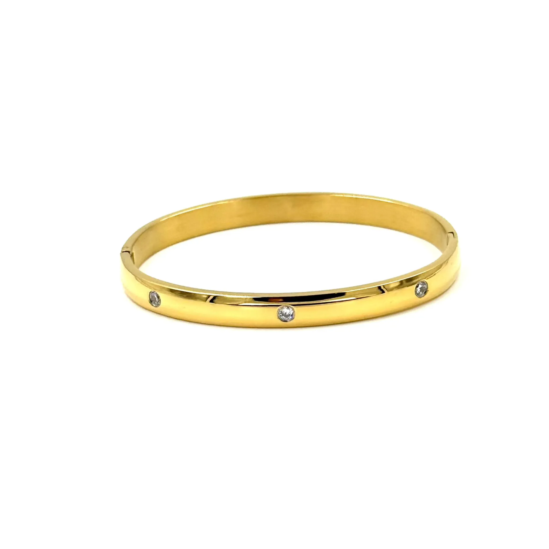 Ashley Gold Stainless Steel 6 Assorted CZ Bangle Bracelet