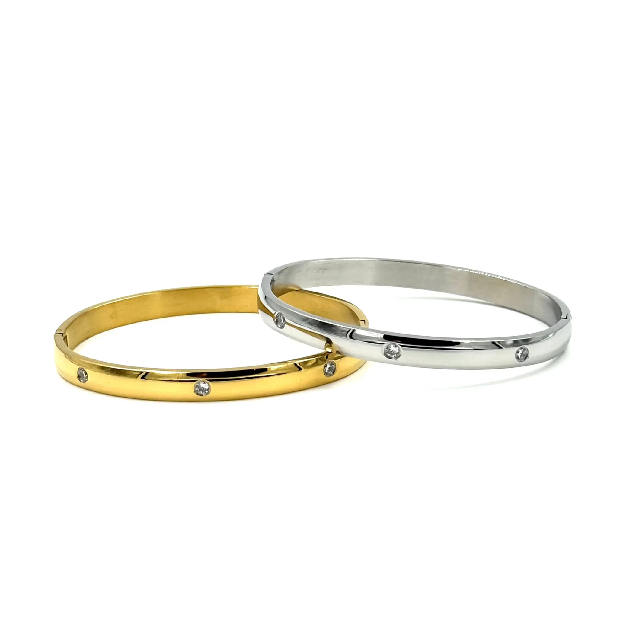 Ashley Gold Stainless Steel 6 Assorted CZ Bangle Bracelet