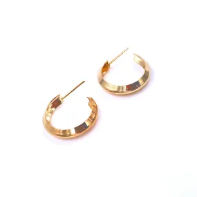 Ashley Gold Stainless Steel Gold Plated 3 Dimensional 1" Diameter Hoop Earrings